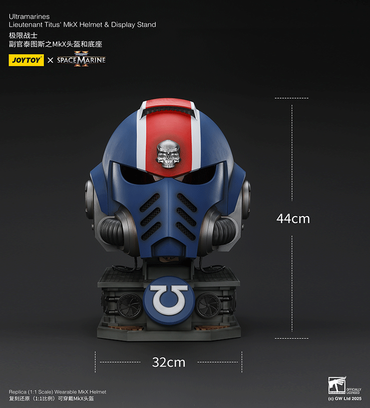 Ultramarines Lieutenant Titus' MkX Helmet & Display Stand